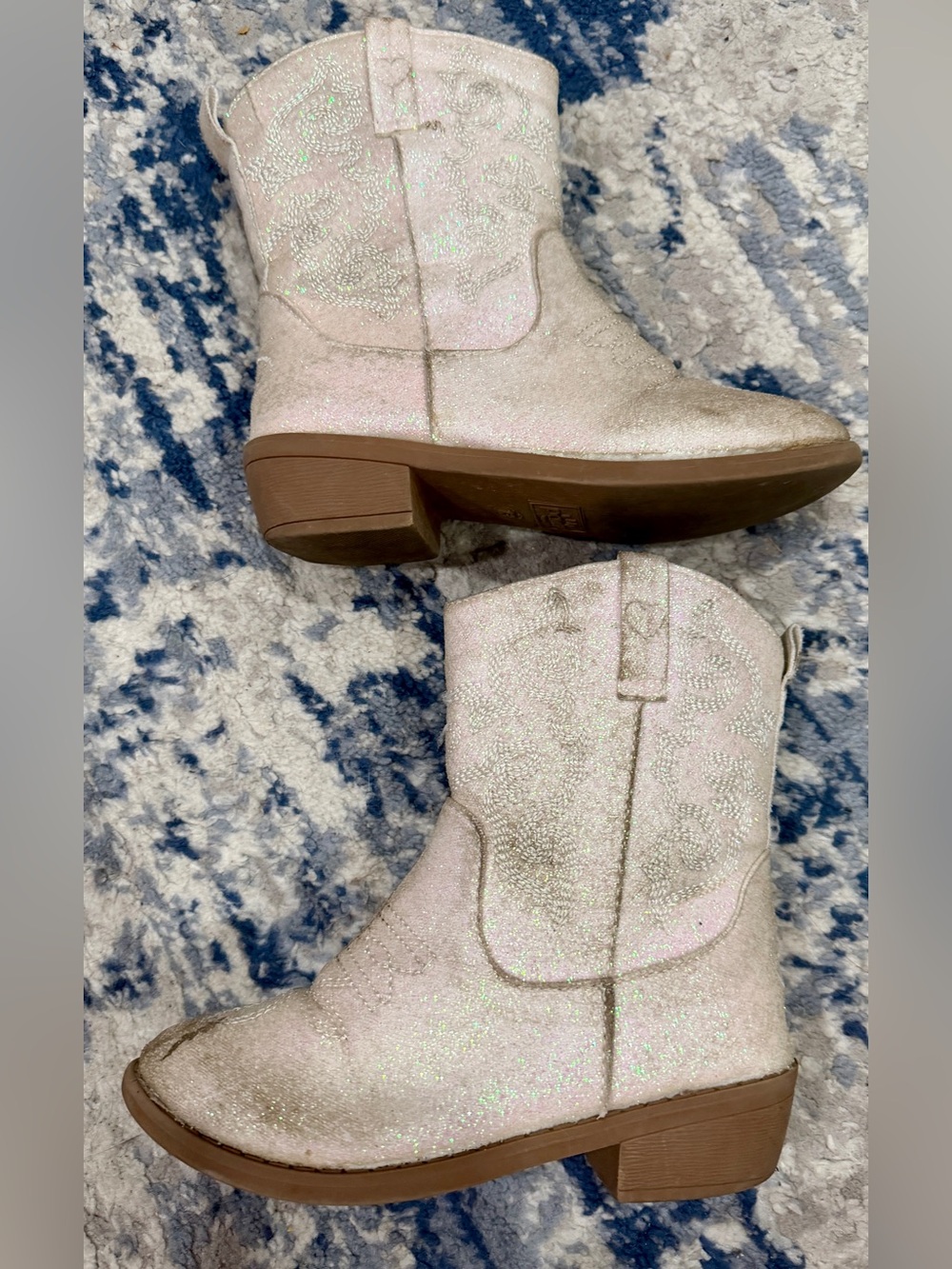 PAWZ Iridescent Pink Glitter Kids Western Boots
